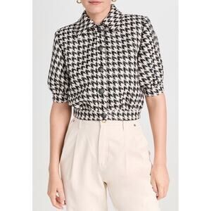 L'Agence Cove Houndstooth Cropped Tweed Jacket size 10